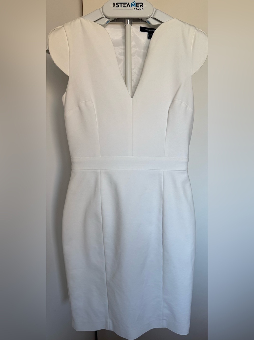 French Connection White V-Neck Cap Sleeve Wedding Dress